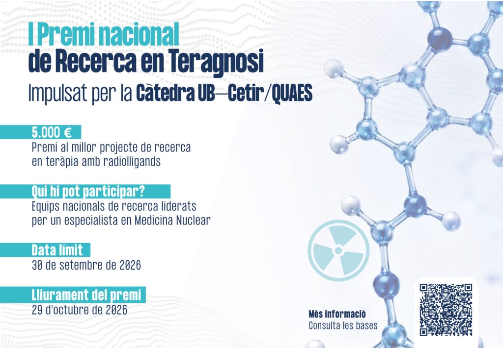 Neix el primer premi nacional de recerca en teragnosi impulsat per la Càtedra UB–Cetir/QUAES